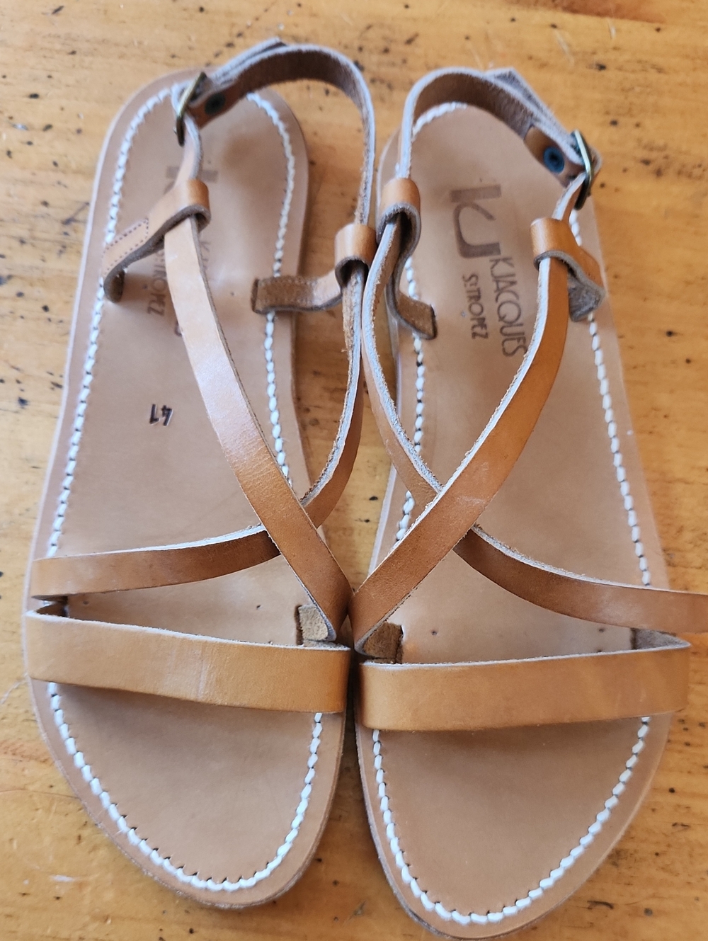 K Jacques St Tropez leather flat sandals, Size 41